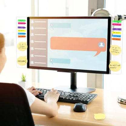 Monitor Memo Board, 4PCS Transparent Computer Monitor Side Panel Creative Desktop Memo Board, Acrylic Desktop Computer Sticky Note Holder for Home Office