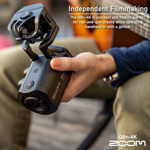 Zoom Q8n-4K Ultra HD Handy Video Recorder Bundle with 128GB microSDXC Card, Table Tripod Hand Grip, SLR Gadget Bag, USB Card Reader, Rechargeable Battery, Charger, and Microfiber Cleaning Cloth