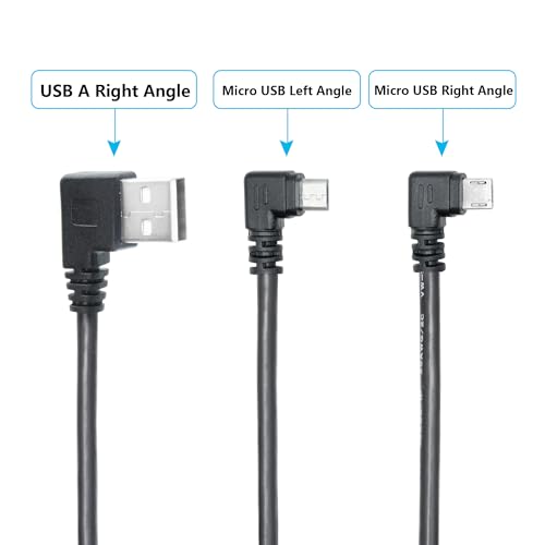 Micro USB Power Data Cable Cable 60CM, 90 Degree USB A Male Right Angle to Micro USB Male Left & Right Angle Charging and Data Sync Cable, for GPS, Dash Cam, Digital Camera, Hard Drive etc - 1Pair - style: USB A Right Angle to Micro USB Left & Right Angle