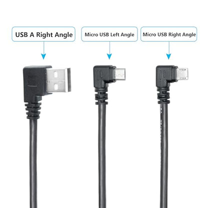 Micro USB Power Data Cable Cable 60CM, 90 Degree USB A Male Right Angle to Micro USB Male Left & Right Angle Charging and Data Sync Cable, for GPS, Dash Cam, Digital Camera, Hard Drive etc - 1Pair - style: USB A Right Angle to Micro USB Left & Right Angle