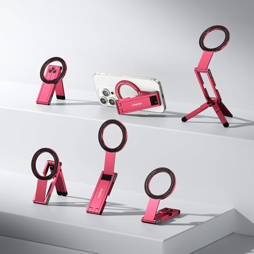 ULANZI MA60 Magnetic Phone Tripod Stand for iPhone - Aluminium Smartphone Mini Tripod Pocket Cell Phone Stand Strong Magnet Quick Mount Compatible with iPhone 16 15 14 13 14 Series, Red - color: Red