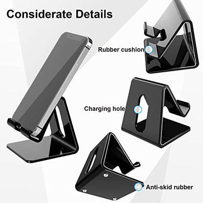 Crpich Acrylic Phone Stand, Ergonomic Design for Apple iPhone and Samsung Galaxy, Compatible with 4-8 Inch Screens, Black - color: 2-Black, size: 1 Pack