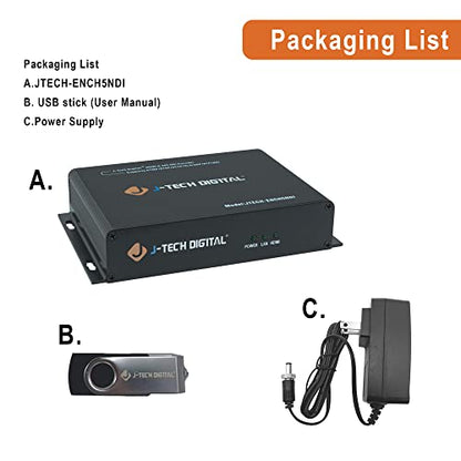J-Tech Digital HDMI Video Encoder H.264 H.265 NDI IPTV Network Video Encoder 1080P 60Hz with Audio Embed, Supports NDI HX HX2, RTSP, RTMP RTMPS, HTTP, UDP, ONVIF Protocols [JTECH-ENCH5NDI] - size: 1080P Encoder with NDI