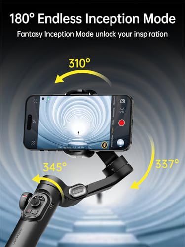 AOCHUAN Phone Gimbal Stabilizer, 3-Axis Smartphone Foldable Handheld Gimbal for iPhone with Focus Wheel, TikTok/YouTube Vlog Stabilizer for iPhone 17/16/15/14/13 Pro Max & Android – Smart XE - style: Smart XE