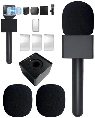 DJI Mic Adapter for DJI Mic Mini/2/3, Magnetic Microphone Holderr for Rode/Hollyland Lark and Other Wireless Lavalier Microphone, Microphone Holder for Tiktok, Vlogging, Interview, Podcast, Reports - color: 2x Black, size: 1 Pack + Flag