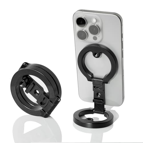 Dual Magnetic Phone Holder, 1/4" Screw Tripod Mount, Gym Magnetic Phone Stand for Car (Black)