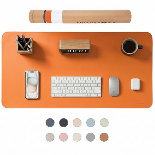 Large Desk Pad Non-Slip Desk Mat Protector for Keyboard Mouse Waterproof Vegan Leather Surface Faux Leather Laptop Mat Smooth Mouse Pad Premium Gift Tube Sunset Orange 31.5" X 15.7" - color: Sunset Orange, size: 31.5" x 15.7"