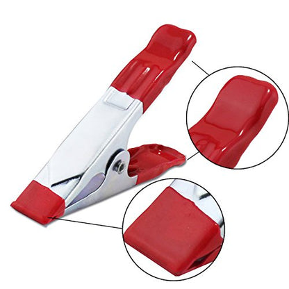 ESUMIC® 6 x 4inch A Metal Spring Clamps, Heavy Duty Spring Metal Spring Clamps, Rubber Coated Tipped Grip Holder For Camping Tarpaulin (Red) (6-Piece) - color: Red