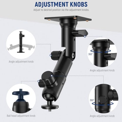 NEEWER 2.2 Inch Wall Ceiling Mount with Dual 360° Pan Base, 1/4" Ball Head, 10 Screws, Photography Studio Camera Wall Mount for Ring Video Light Strobe Flash Speedlite, Max Load 4.4lb/2kg, ST-WM3