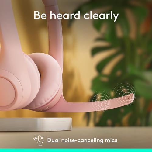 Logitech Zone 300 Wireless Bluetooth Headset with Noise-Canceling Microphone, Compatible with Windows, Mac, Chrome, Linux, iOS, iPadOS, Android – Rose - color: Rose