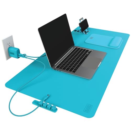 BLACK+DECKER Home Office Kit, 7 PCS Set, Desk Pad, 2-Port PD Charger, Ergonomic Mouse Pad, Phone Stand, Combo Cables, Cable Organizer, Workspace Accessories Perfect for Work-from-Home, College Dorm - color: Loch Ness