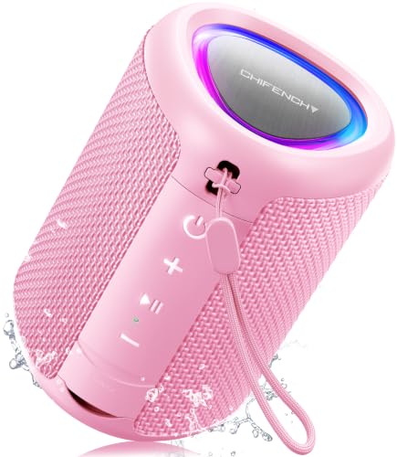 Portable Bluetooth Speaker Beach Essentials: Powerful Crystal Clear Sound/Dynamic Light/IPX5 Waterproof/All Day Playtime/Wireless BT 5.3/TWS Paring, Dad Gifts, Outdoor|Travel|Camping|Pool Accessories - color: Pink