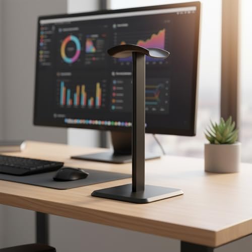 Headphone Stand, Universal Aluminum Alloy Headset Holder with Anti-Slip Base, Stable Supporting Bar for All Headphone Sizes, Ideal for Desk, Gaming, Office, Music Studio, Black - color: Black