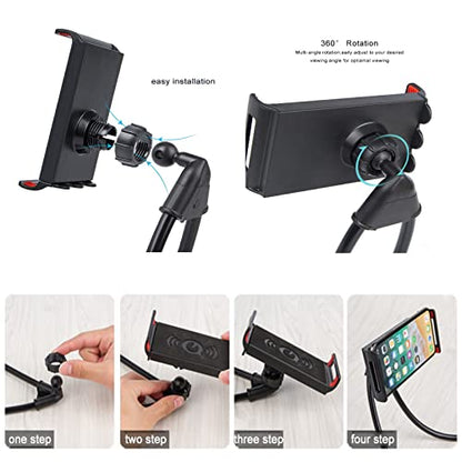Chapter Seven Universal Smart Mobile Phone Stand,Hanging on Neck Cell Phone Mount Holder, Flexible Lazy Bracket DIY Free Rotating for Multiple Functions (Black) - color: Black