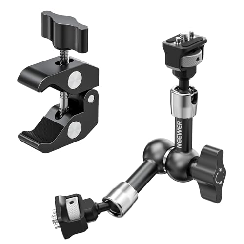 NEEWER 7" Articulating Magic Arm Clamp Mount with Super Clamp, Camera Monitor Mount with 1/4" 3/8" ARRI Locating Pins & Holes for DSLR Action Camera Video Light Compatible with SmallRig Cage, ST07C - style: ST07C w/Clamp