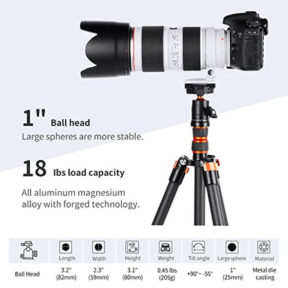 K&F Concept 25mm Metal Tripod Ball Head 360 Degree Rotating Panoramic with 1/4 inch Quick Release Plate Bubble Level for Tripod Monopod Slider Camera Camcorder up to 18 pounds/8 kilograms BH-25 - size: 8 kg Capacity