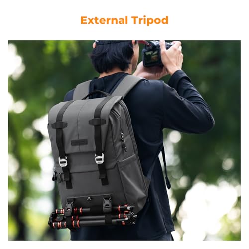 K&F CONCEPT Camera Backpack, Camera Bags for Photographers Large Capacity Camera Case with Raincover,15-15.6 Inch Laptop Compartment Compatible for Canon/Nikon/Sony/DJI Mavic Drone - color: Grey