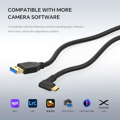 16ft USB-A to USB-C High-Speed Data Transfer Cable with Dual Magnetic Rings – Camera Connection Cable with Signal Boosting, Compatible with Hard Drives, Canon, Sony, Fujifilm, Nikon DSLR Cameras - color: L-Shaped, size: 16ft