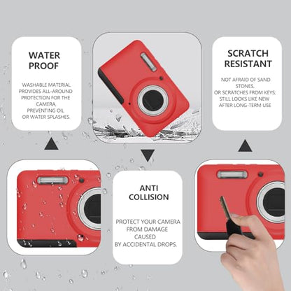 Case for Kodak PIXPRO FZ55,FZ55 Accessories,Soft Silicone Protective Case,Comes with 2 Screen Protectors and 1 Wrist Strap - Rose red - color: Rose red