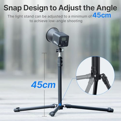ULANZI Black Aluminum Light Stand, 6.32ft Extendable Tripod for Strobe Lights, Webcams, Cameras & Softboxes - size: 6.3 ft