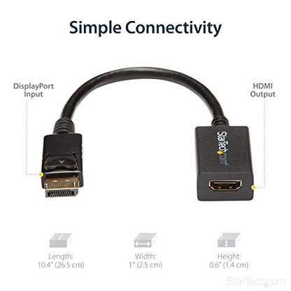 StarTech.com DP2HDMI2 DisplayPort to HDMI Video Adapter Converter | DisplayPort 1.2 to HDMI, Monitor/TV/display, Passive dongle, Latching DP++, OS independent, 1080p 60Hz, 7.1ch audio, HDCP 1.4 - size: 8 inches