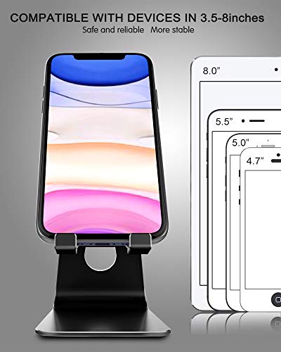 CreaDream Adjustable Cell Phone Stand, Phone Stand, Cradle, Dock, Holder, Aluminum Desktop Stand Compatible with Phone Xs Max Xr 8 7 6 6s Plus SE Charging, Accessories Desk,All Mobile Phones-Black - color: Black