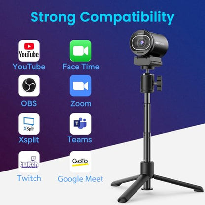 EMEET S600 4K Webcam for Streaming - Sony 1/2.55'' Sensor, PDAF Autofocus, 1080P@60FPS, 2 Noise Reduction Mics, Built-in Privacy Cover, 73° FOV, Streaming Camera for Live Commerce/Gaming/Beauty - style: S600 Sony Sensor PDAF 60FPS