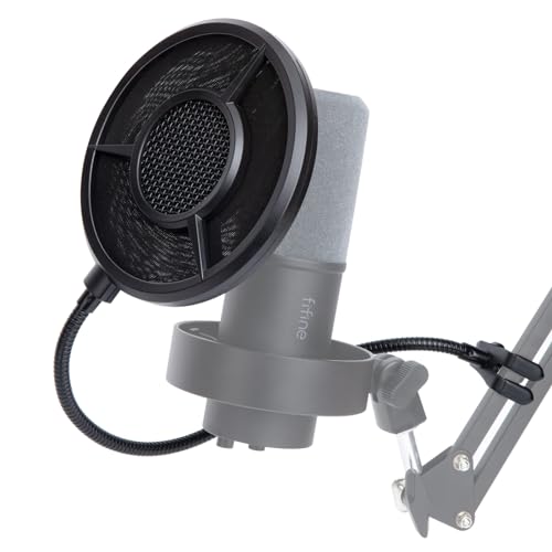 SUNMON Fifine K688 Mic Pop Filter with Windsrceen Foam Cover,Compatible with Fifine Mic, 6 Layered Wind Pop Screen with Flexible 360° Clip Stabilizing Arm for Improve sound quality,Noise reduction - size: Fifine K688
