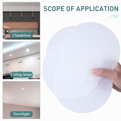 Ceiling Light Diffuser Cover 5.78 Inch Round Frosted White Lampshade Anti Glare Spotlight Downlight Shield Replacement for Chandelier Drum Lamp Pendant Lighting Accessories, 4PCS