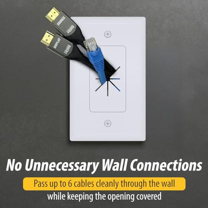 DATA COMM Electronics 45-0014-WH 1-Gang Cable Wall Plate w/ Flexible Opening, Low Voltage Wall Plate,Conceals Up to 6 Cables, Easy Installation,White - style: White - Pass Through Plate / 1-Pack