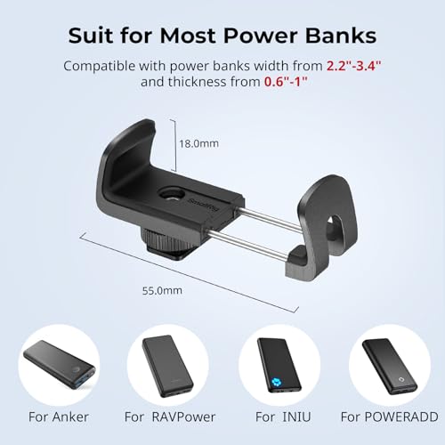 Bundle: SmallRig 1/4" Mini Ball Head Cold Shoe Mount Adapter with 1/4"-20 Thread 3577+ SMALLRIG Power Bank Holder with Cold Shoe Mount 4600