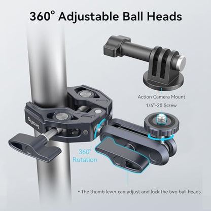 SMALLRIG Camera Mount Clamp, Ballhead Magic Arm and Adapter for Gopro, Camera Monitor Mount with 1/4"-20, 3/8"-16 Threaded Holes, Super Clamp for Gopro/DSLR/Stabilizer