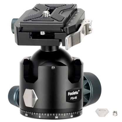 45mm Ball Head Aluminum Tripod Head 360° Rotating Panoramic Ballhead Compatible with Picatinny and Arca-Swiss for Hunting Shooting Tripod DSLR Camera, Max Load up to 44lb