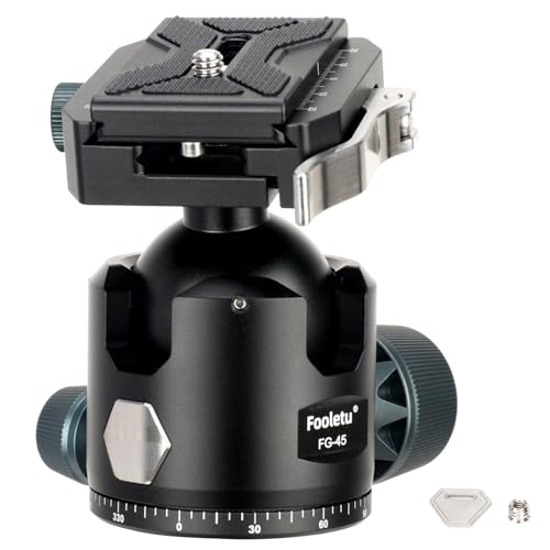 45mm Ball Head Aluminum Tripod Head 360° Rotating Panoramic Ballhead Compatible with Picatinny and Arca-Swiss for Hunting Shooting Tripod DSLR Camera, Max Load up to 44lb