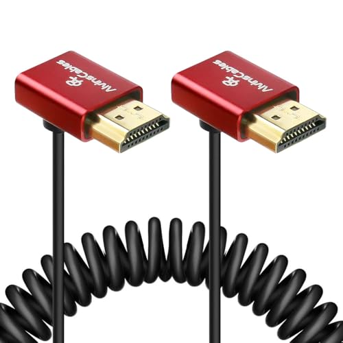 Alvin's Cables 8K HDMI Cable 2.1 48Gbps High Speed Φ2.4mm Ultra-Thin HDMI 8K@60Hz 4K@120Hz for Sony A7 A9, BMPCC, for Canon C70, for Atomos Ninja, for SmallHD, Up to Up Angle Coiled Cable - color: Up to Up, size: 11.8in-31.5in Coiled
