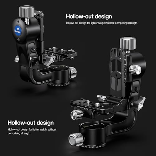 Leofoto Camera Gimbal Head, Aluminum Folding Gimbal Head with 3/8"-16 Hole and 1/4"-20 Threaded for Mounting Tripod/LED Panels/Monitors/Microphones, Max Load to 25kg/55.12lb (PG-2-Black) - color: PG-2-Black-Max Load 55.12lb