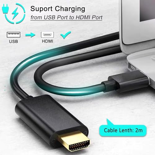 AKWOR 6.6FT USB to HDMI Adapter Cable, USB to HDMI Male 1080P HD Monitor Display Audio Video Converter Cable Cord Compatible with Windows - size: 2M