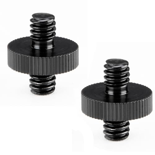2 Pack Aluminum 1/4" Male to 1/4" Male Threaded Adapter for Camera Cage Mount, Double Sided Tripod Screw Thread for Light Stand Shoulder Rig Stud Mounting Accessories Anti-Rust - color: Black-2 pack