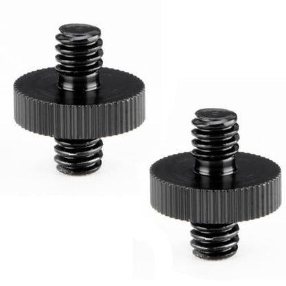 2 Pack Aluminum 1/4" Male to 1/4" Male Threaded Adapter for Camera Cage Mount, Double Sided Tripod Screw Thread for Light Stand Shoulder Rig Stud Mounting Accessories Anti-Rust - color: Black-2 pack
