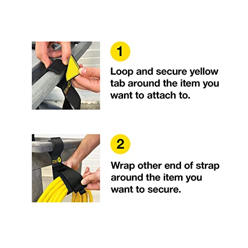 Twin-Straps by Wrap-It Storage - 12" (6-Pack) - Hook and Loop Hanging Cord Wrap for Multi-Purpose Cable and Hose Storage - size: 12" (6 Pack)