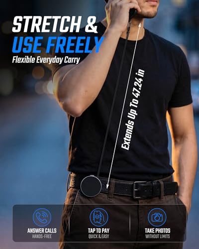 KeyUnity KH01 Magnetic Belt Clip Phone Holder with Anti Theft Lanyard, Quick-Release Hands-Free Access Phone Mount for Belt & Straps, Stretchy Tether for Running Travel Hiking, Compatible with MagSafe