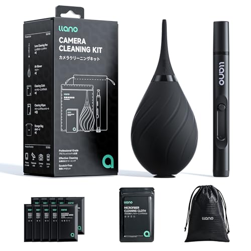 llano 5-in-1 Camera Lens Cleaning Kit with Cleaning Solution 60ml, Swab, Pen, Air Blower, Nano-Fiber Cloth, Wipes, Cleaning Kit for Computer PC MacBook iPhone Camera