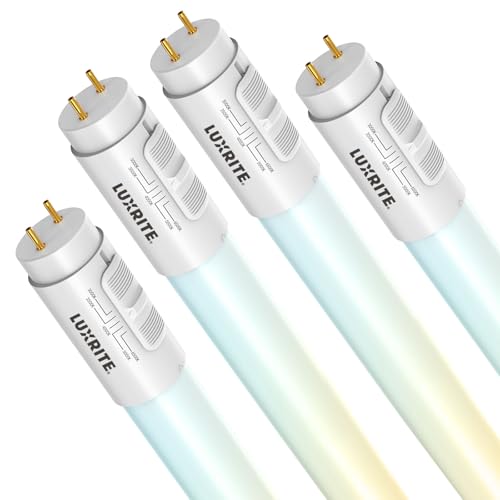 LUXRITE 4FT LED Tube Light T8, 12W/15W/18W, 4 Pack | 5CCT 3000K-6500K, 1620/1950/2250LM, Ballast Compatible or Bypass, Single/Double End, UL and DLC Listed - size: 4 Count (Pack of 1)