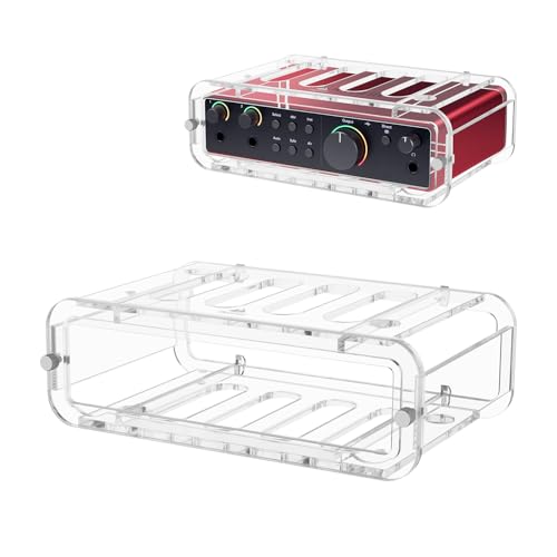 Under Desk Holder for Scarlett 2i2 4th Gen, Acrylic Wall Mount Desktop Stand Organizer Station Table Stand for Audio Interface of Recording (Transparent) - color: Transparent