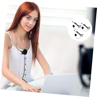 Healifty 3pcs Professional Clip Lavalier Microphones Condenser Mics for Streaming Recording Interviews Video Chat Compatible with Laptop Desktop Podcast Classroom Use
