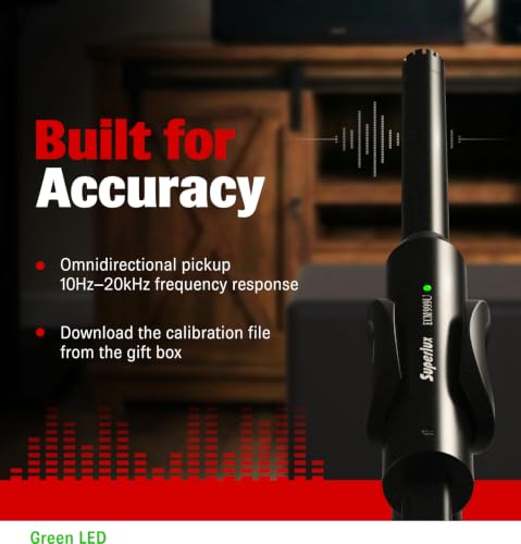 Superlux ECM999U USB Measurement Microphone Set, Omni Free-Field Condenser Mic for Room Acoustic Analysis, Speaker Testing, Measurement & Recording, USB-C Plug-and-Play, 24-Bit/48kHz, Win/Mac - style: USB
