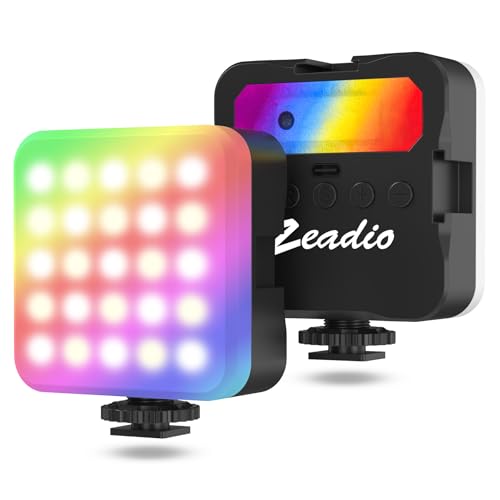 Zeadio RGB Camera Video Light - 800LM Adjustable 3000K-7000K Color Temperature & 6 Colors, CRI95 Portable Pocket LED Light for DSLR/Tabletop Filming/Selfie/Cell Phone/Photography, Pack of 1 - color: RGB, size: Pack of 1