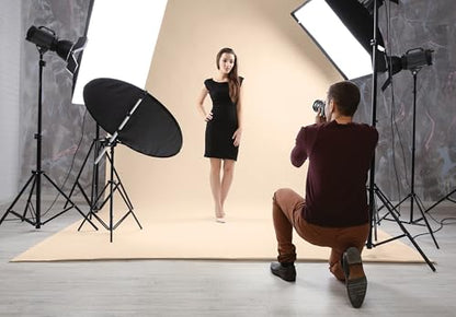 Denny Manufacturing - Seamless Paper Backdrop for Photography, Buff Seamless Paper Roll (86 in x 36 ft) Includes Free Roll Black Gaffer Tape (2 in x 13 ft) - color: Buff, size: 86 in x 36 ft