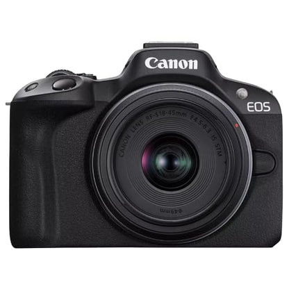 Canon EOS R50 Mirrorless Camera Content Creator Kit Including Body + 18-45mm is STM Lens + Microphone + Tripod Grip 5811C059 Bundle with Deco Gear Photography Bag + Tripod + Software & Accessories - color: Onyx