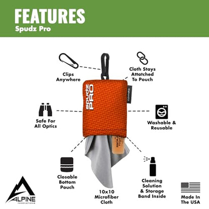 SPUDZ Pro | 10" x 10" Microfiber Cloth Screen & Lens Cleaner w/ 4ml Bottle | - color: Stealth Shadow W/ Bottle of Fogzoff